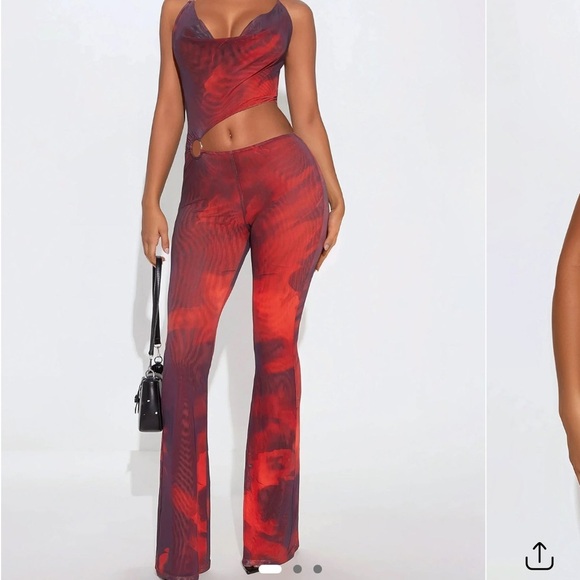 Fashion Nova Pants - Fashion Nova Red Mesh Jumpsuit